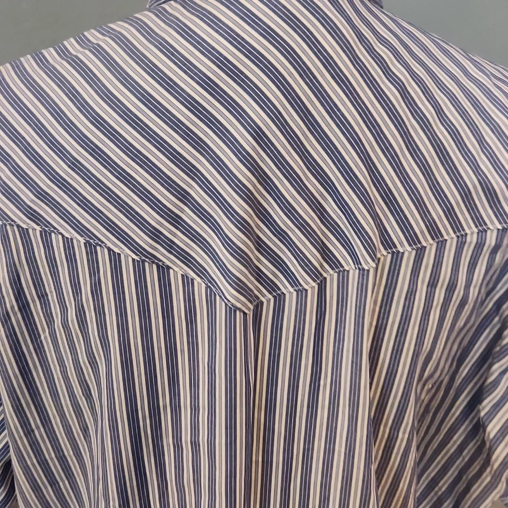 Western Rubbock Pinstripe Short Sleeve Pearl Snap Shirt USA Union Made Cowboy
